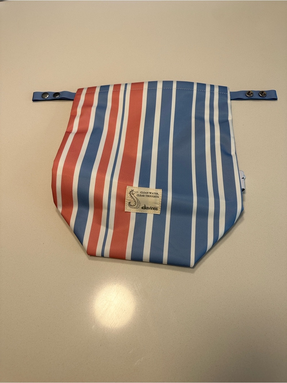 Davines Striped Pouch in Blue, Red and White